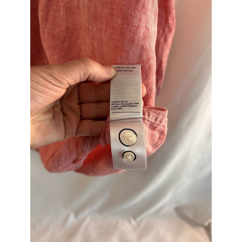 UNTUCKit Mens XXL 100% Linen Long Sleeve Button Down Shirt Red Casual Vacation - Picture 12 of 13